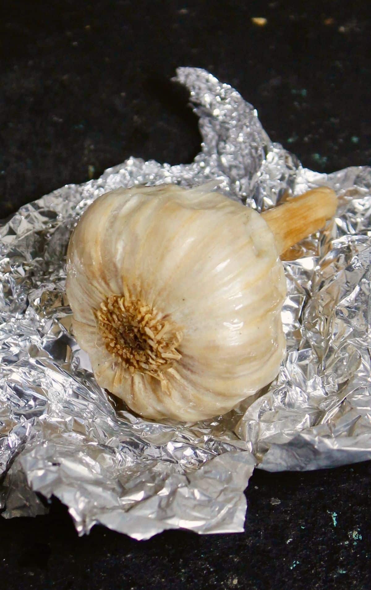 mushy garlic with aluminum foil