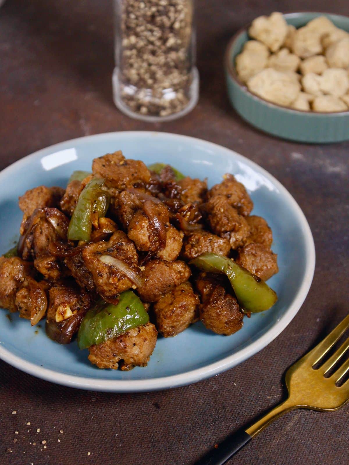 super delicious soya chunks pepper fry