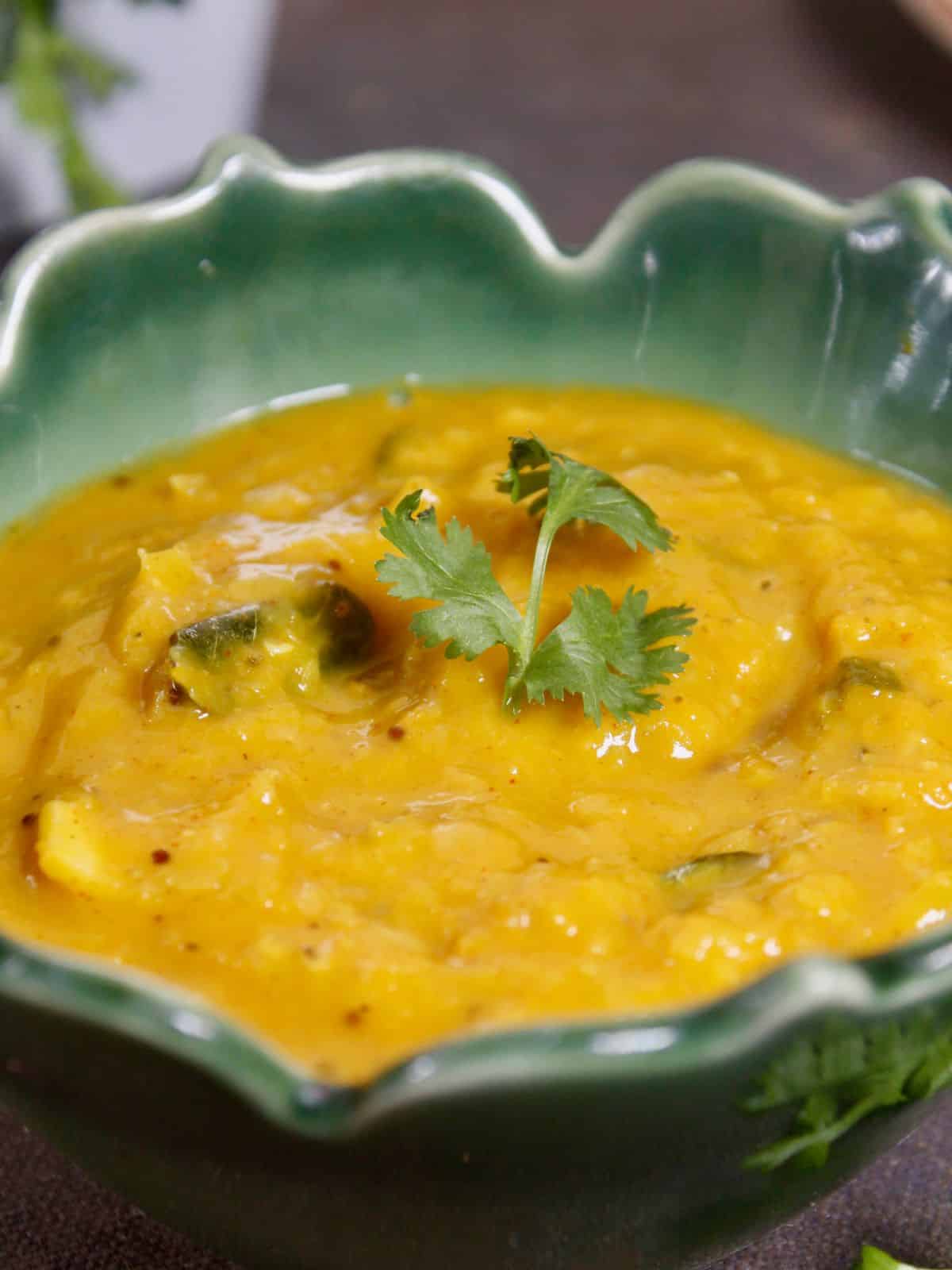 zoom in image of sweet and sour pineapple dal