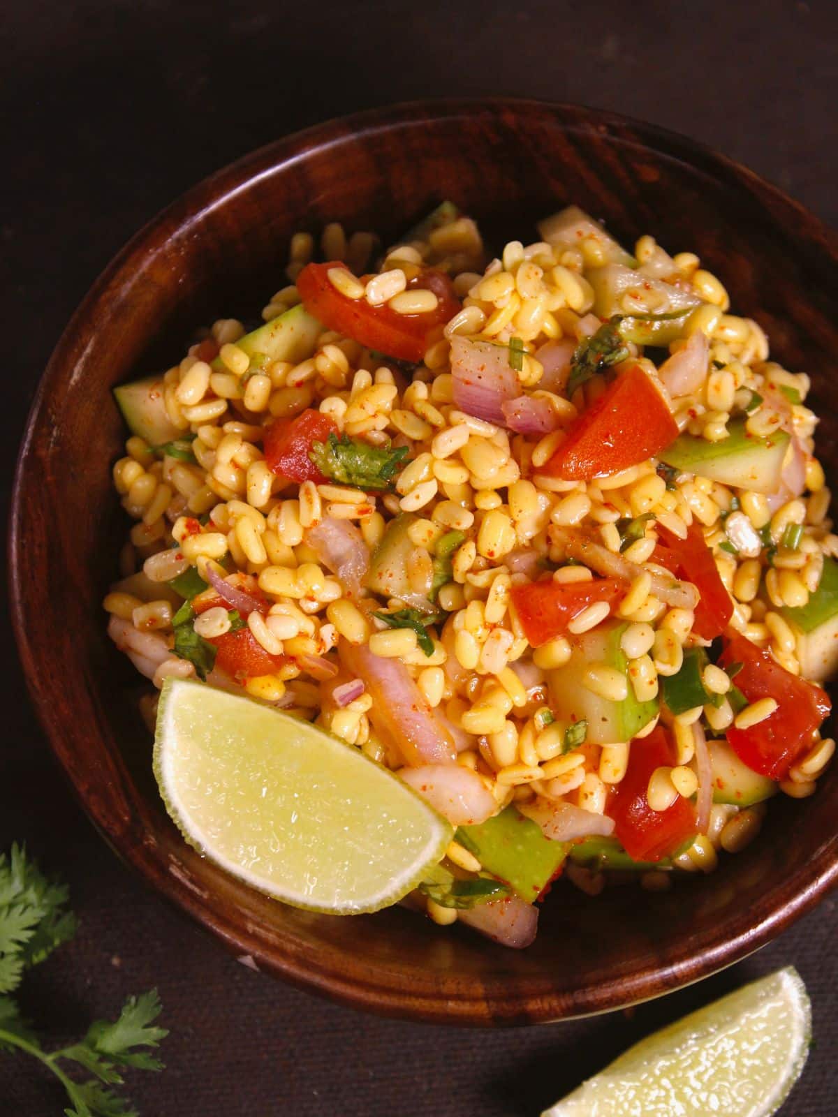 top view of vegan yellow lentil salad