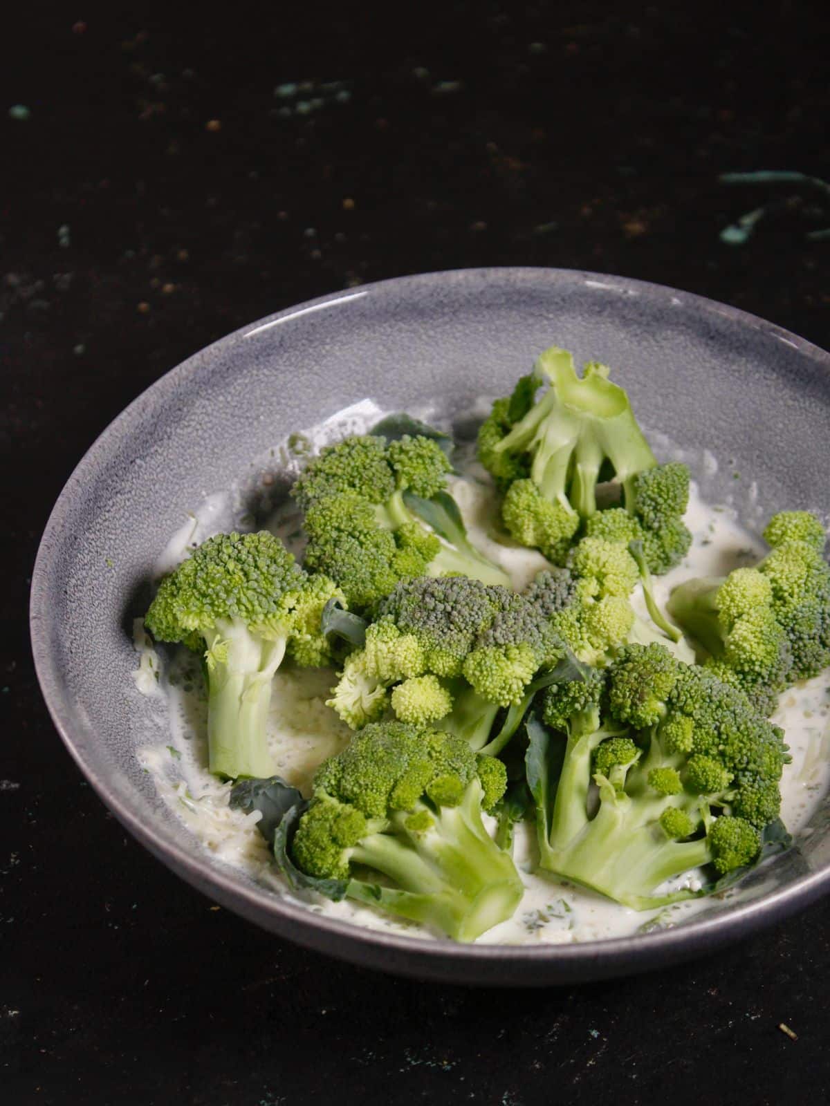 add pieces of broccoli into the bowl and mix well  
