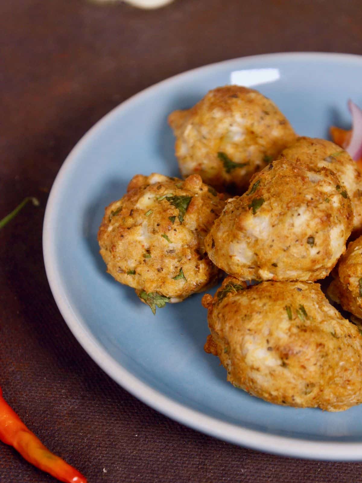 side view of raw banana fritters