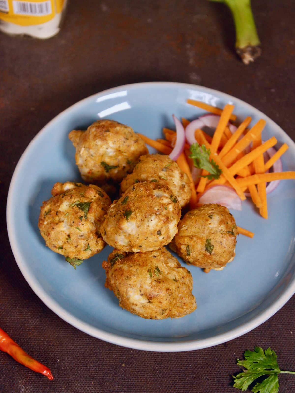 top view of raw banana fritters