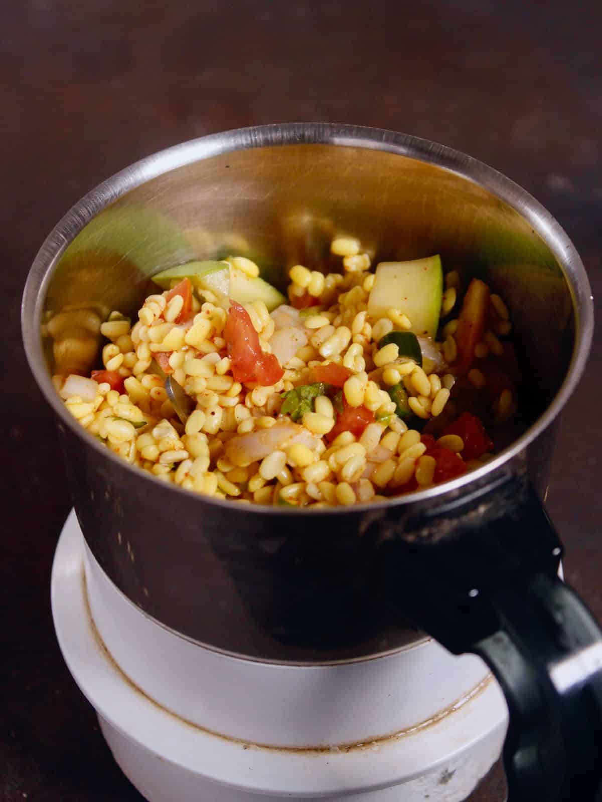 transfer the yellow lentils mixture into the blender 