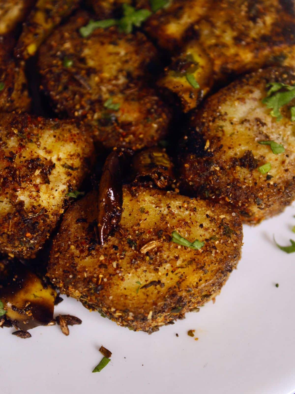 top view of spicy banana roast