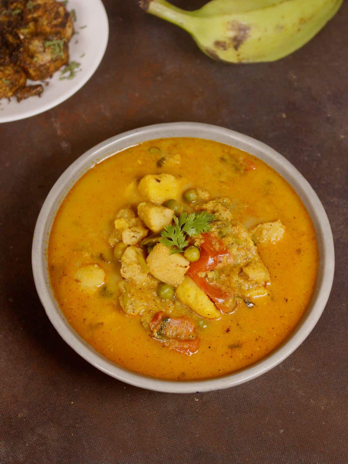 delicious raw banana and yam curry