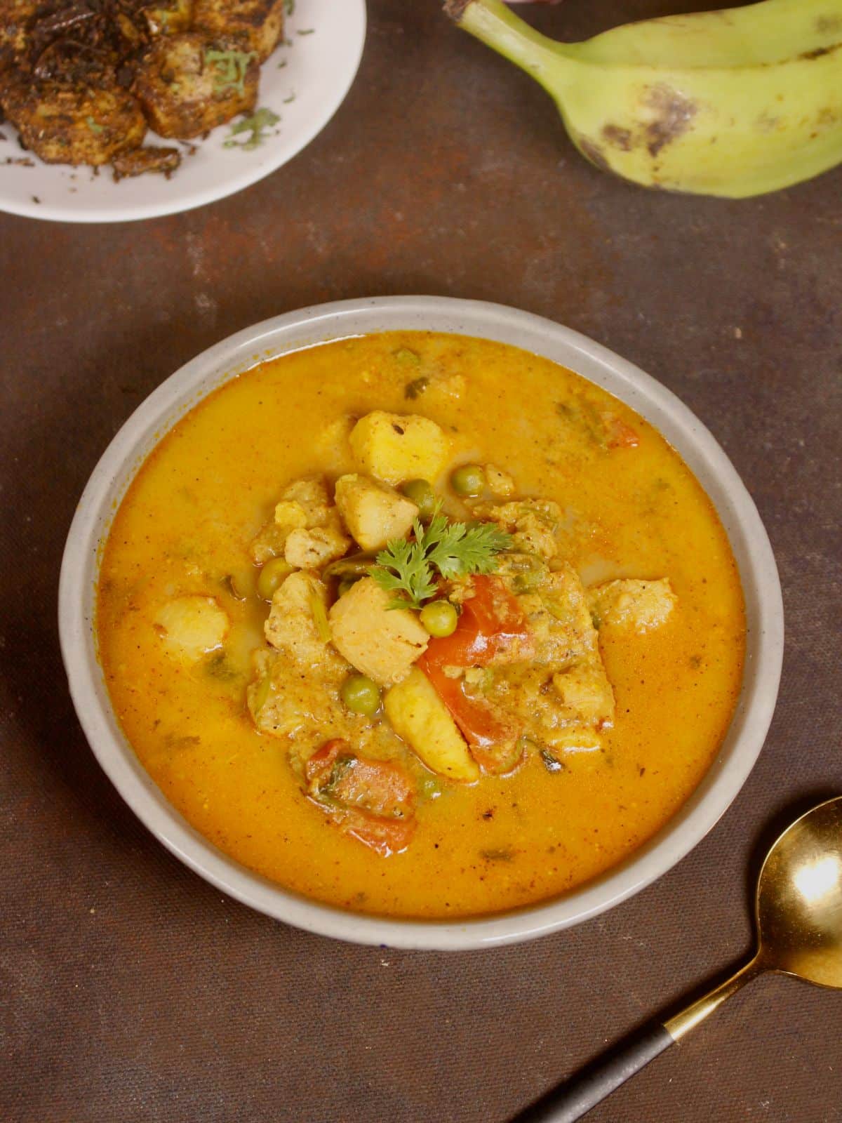 super delicious raw banana and yam curry