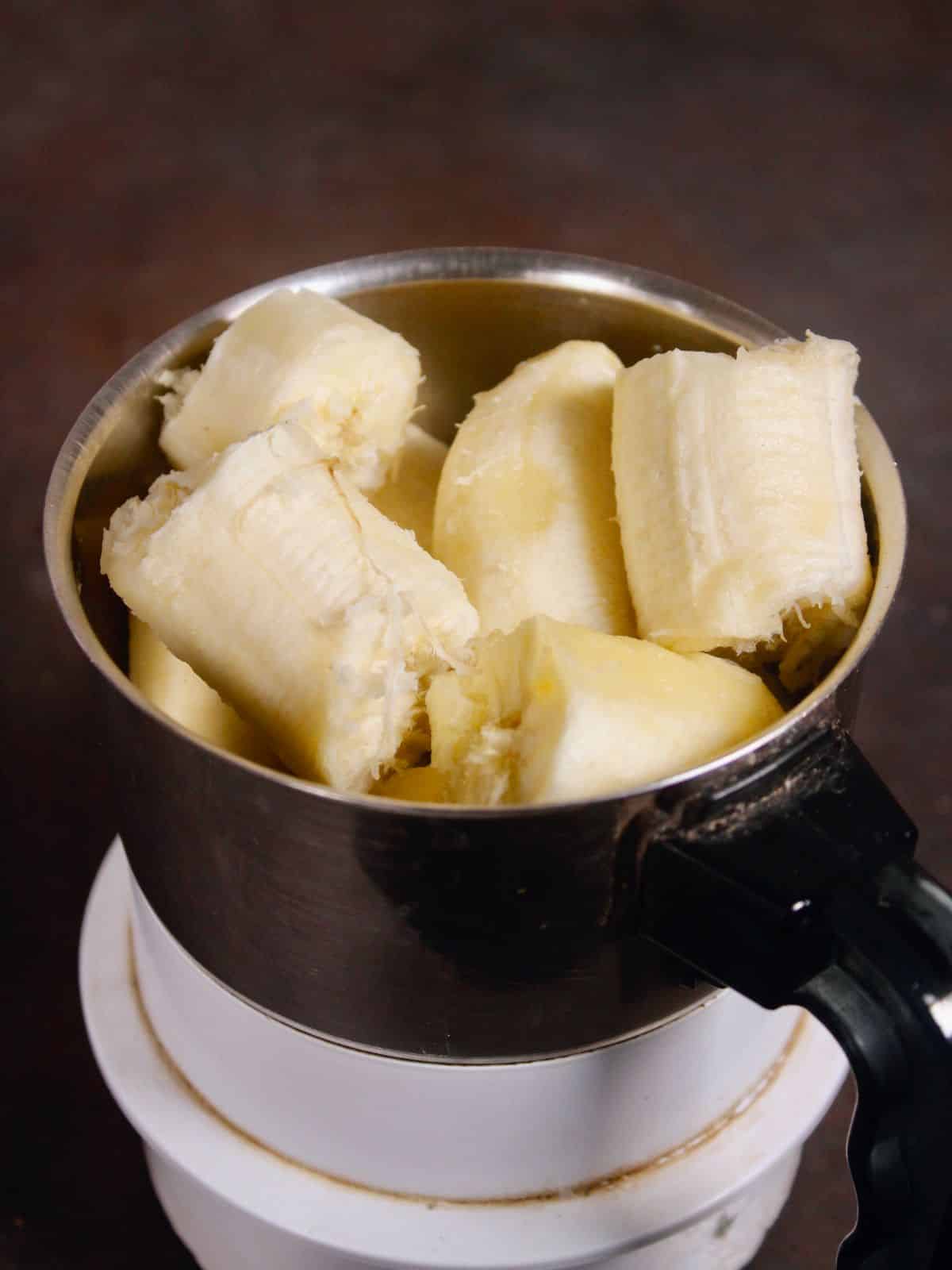 blend banana into the paste 