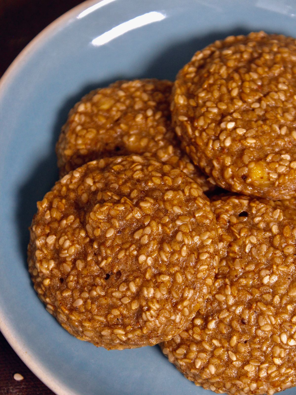 top view of sesame banana breakfast patties