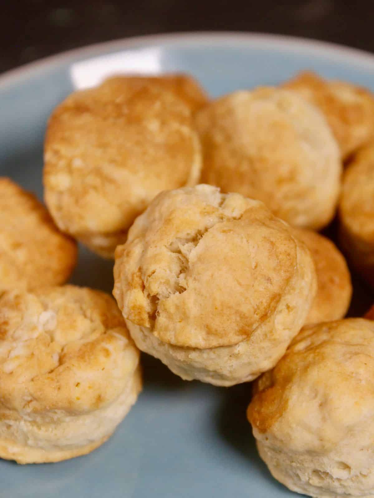 top view of air fried buttermilk biscuits
