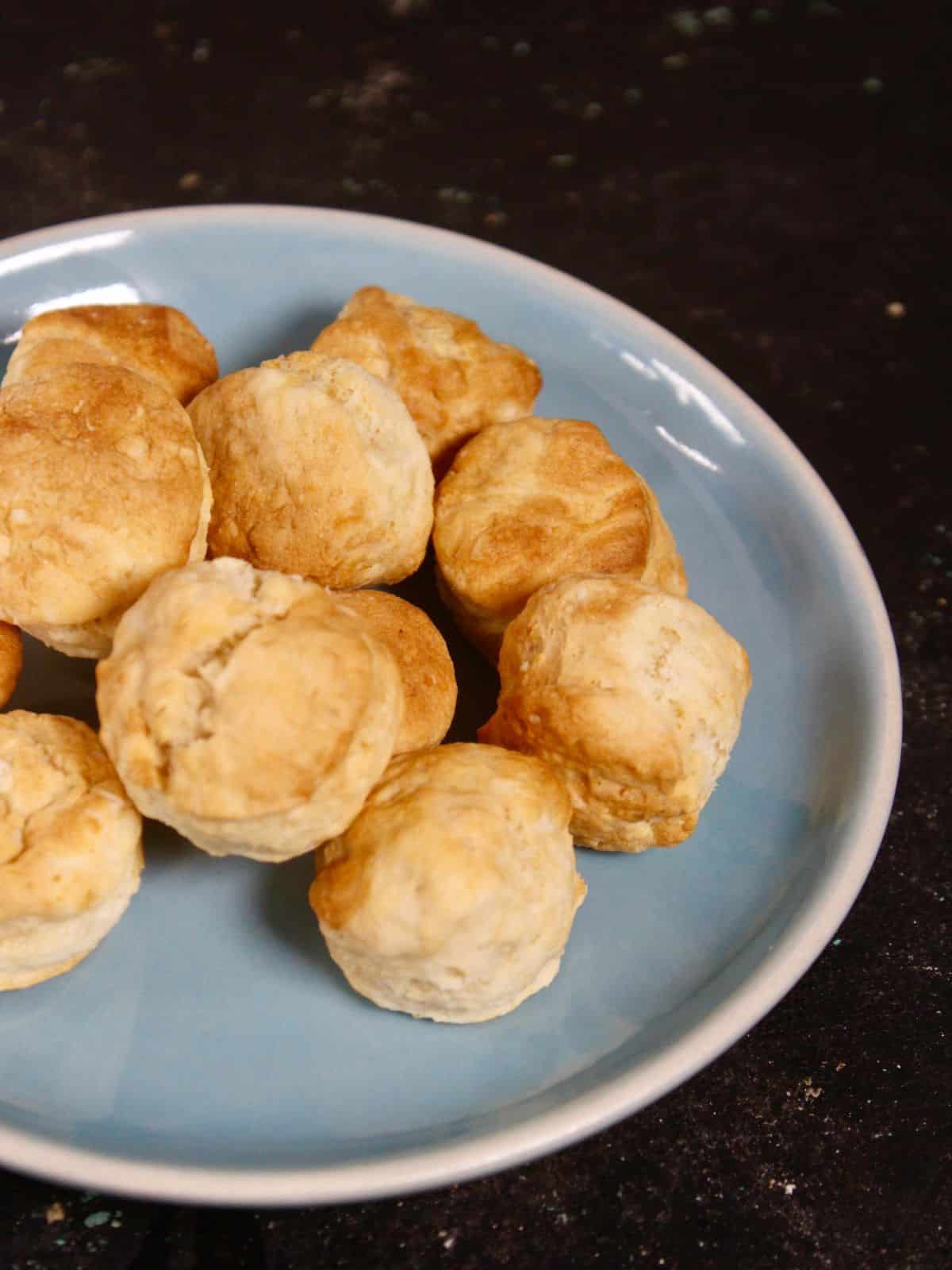 side view of air fried buttermilk biscuits