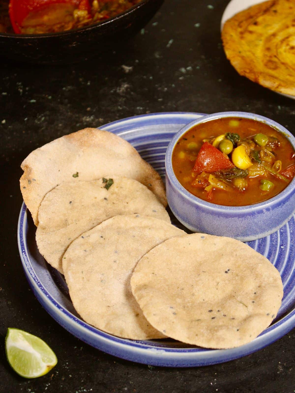 delicious air fried pooris with sabzi