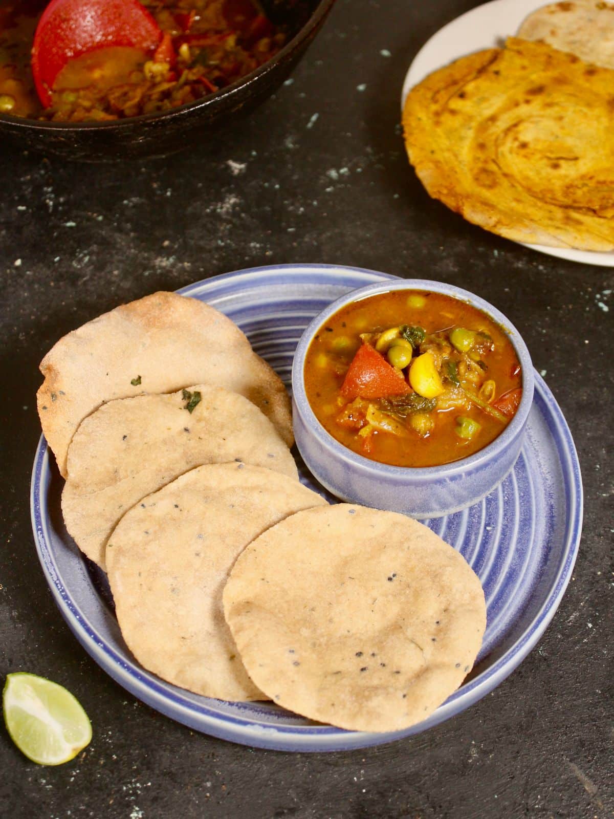 super delicious air fried pooris with sabzi