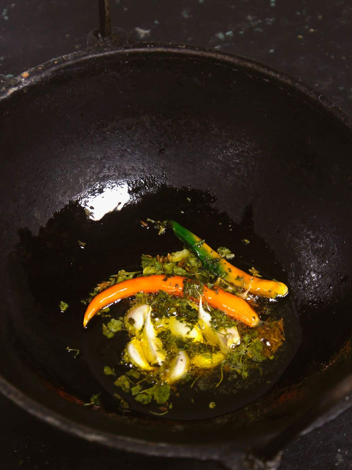 add some kasuri methi to the kadai and saute 