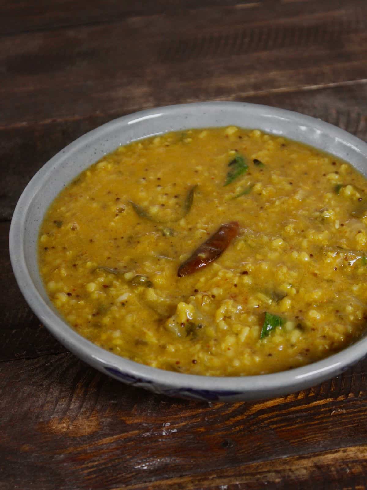 tangy mango sambar ready to enjoy with dosa 