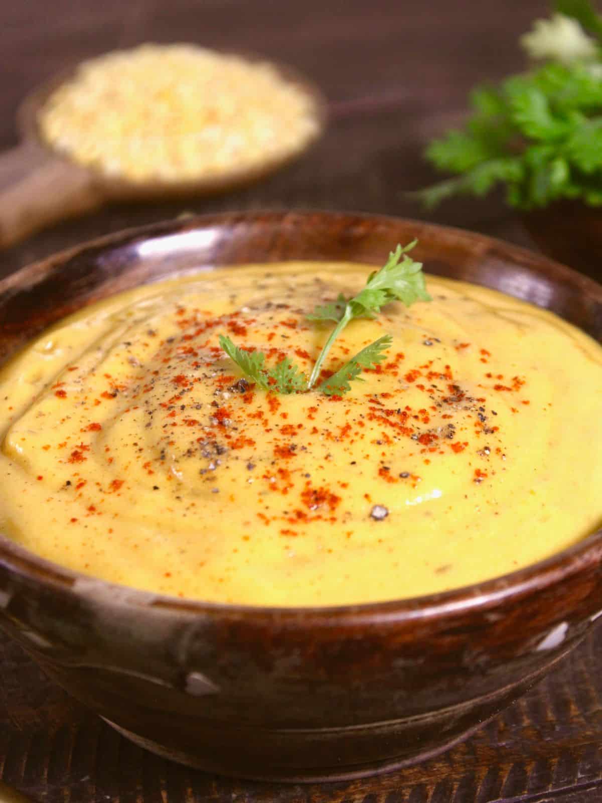 Super zoom in image of Egyptian Yellow Lentil Soup