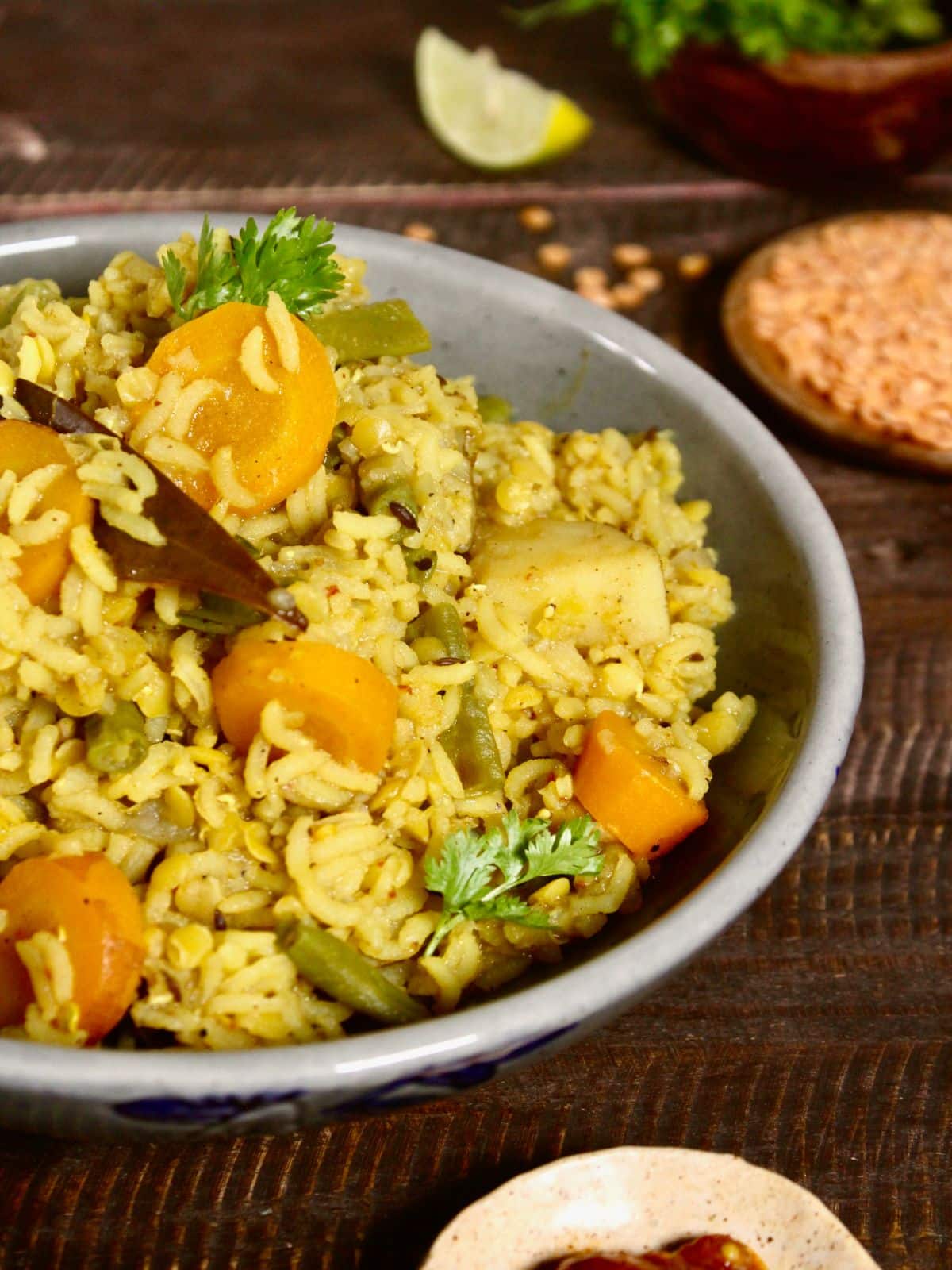 side view of Homestyle Masala Khichdi