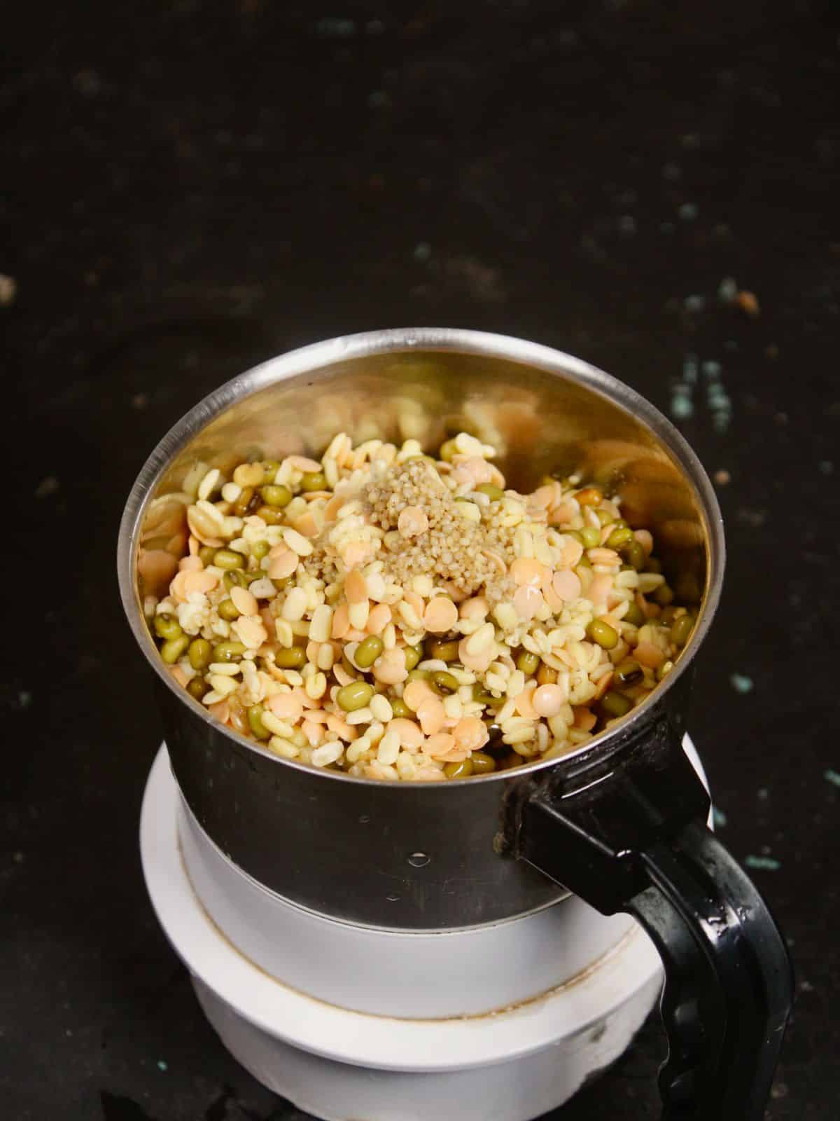 blend all the soaked lentils into the blender 