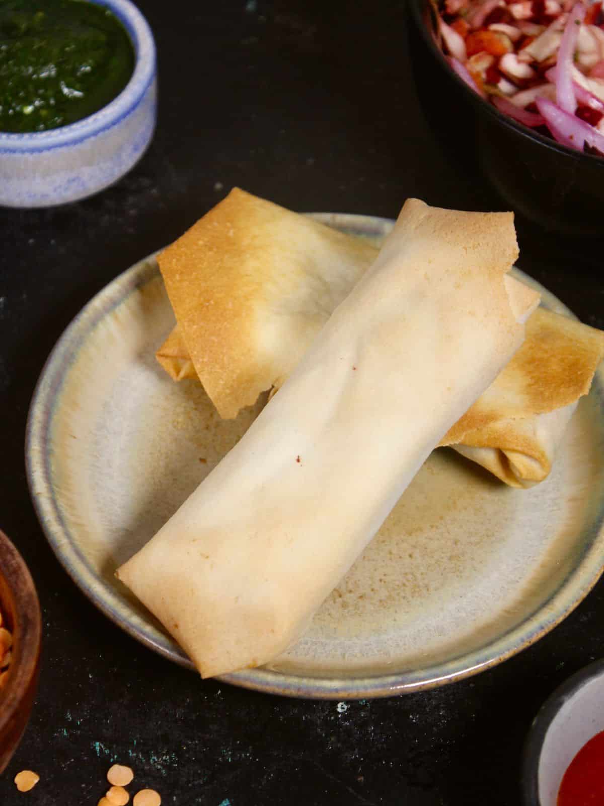 crisp air fried masoor rolls