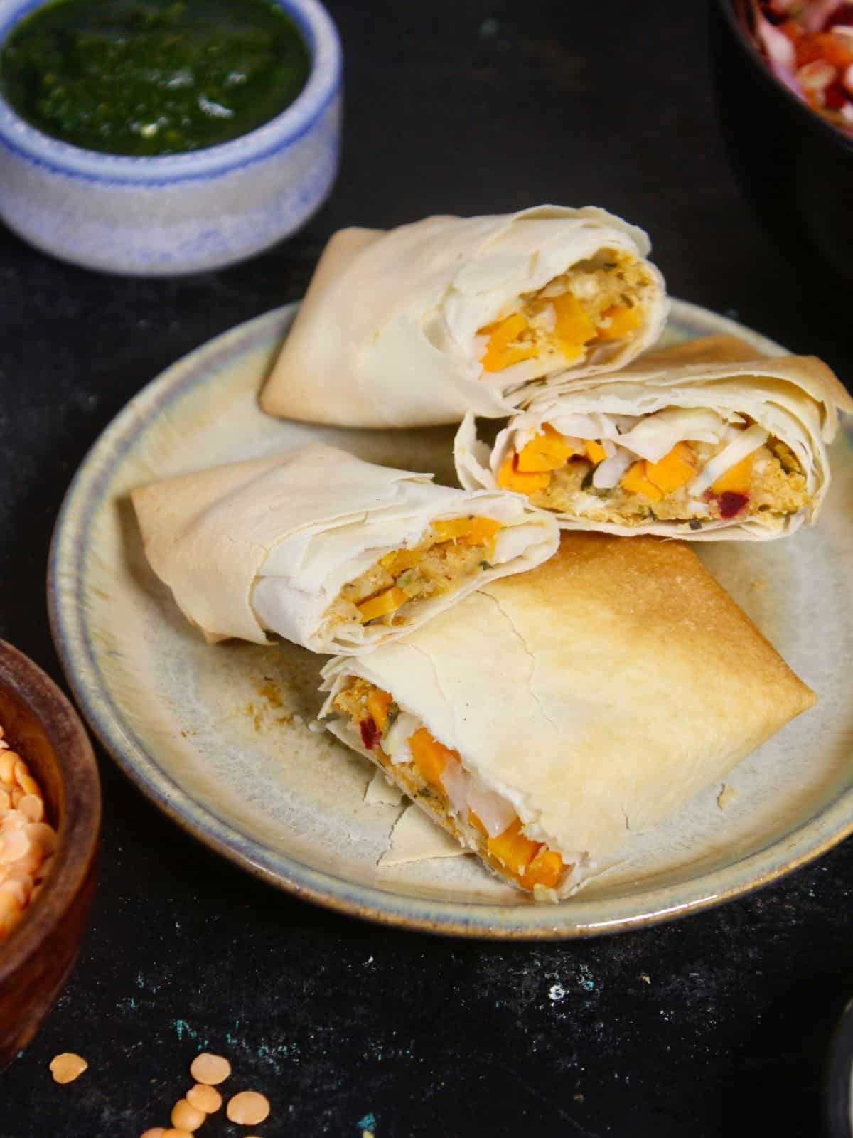 delicious air fried masoor rolls