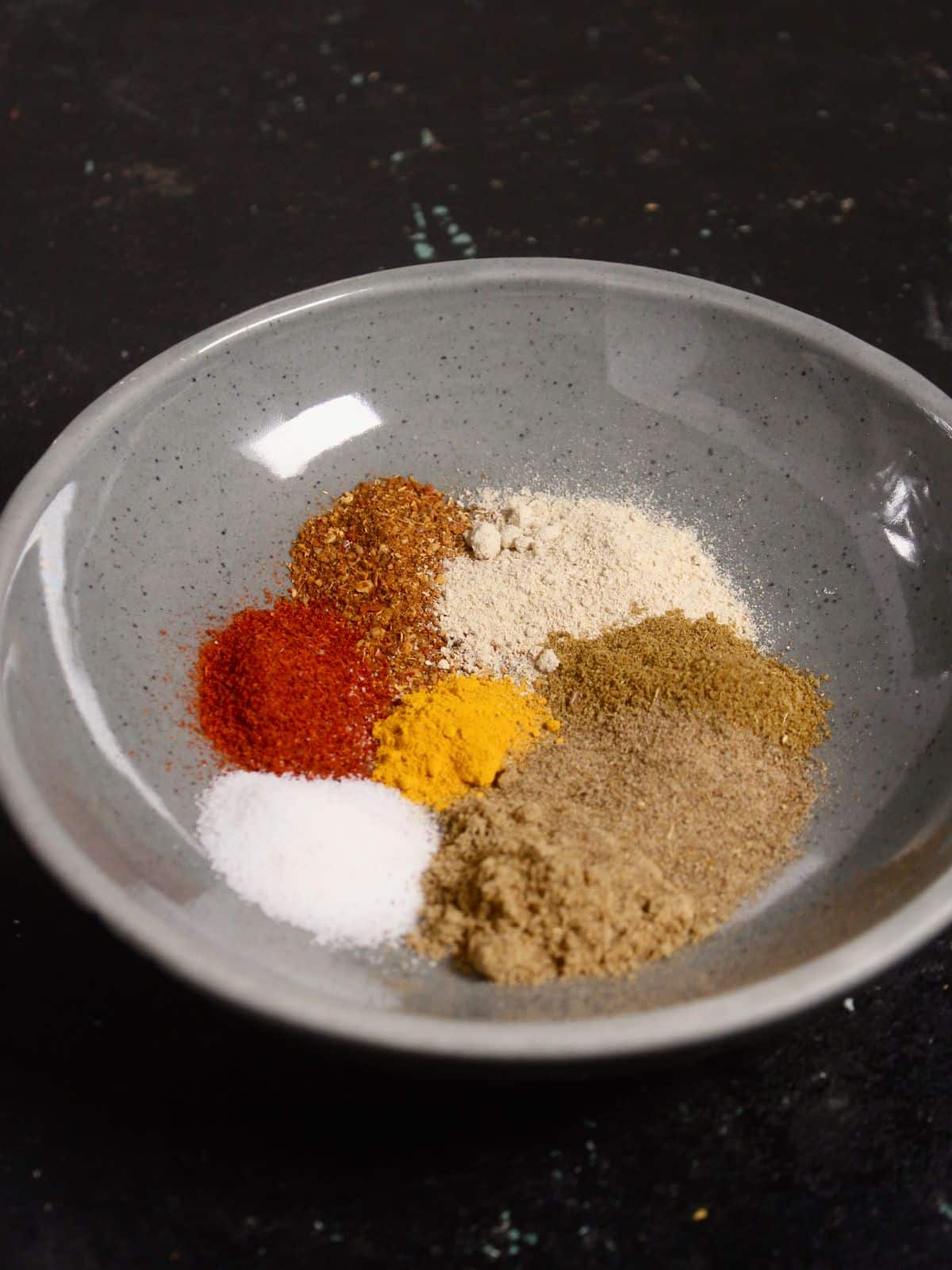 add all the powdered spices in a bowl and mix well 