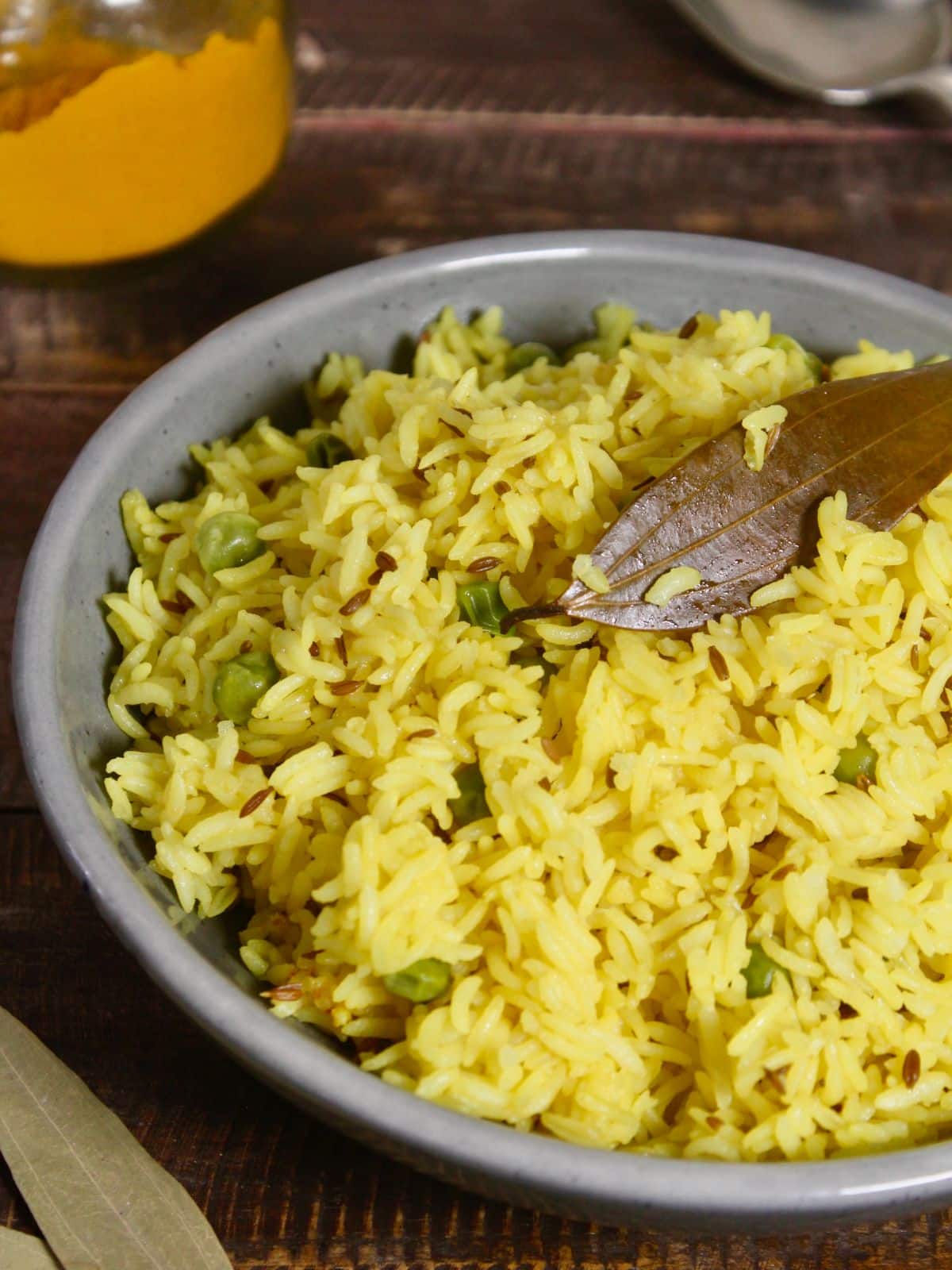 zoom in image of ghee turmeric rice