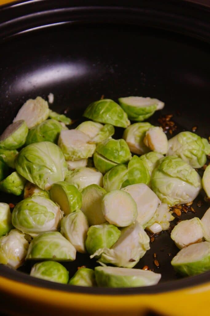 add brussel sprouts and saute 