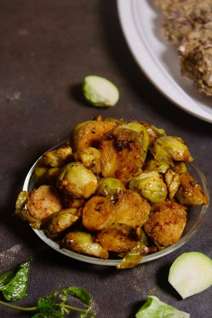 super delicious Indian style Brussels sprouts