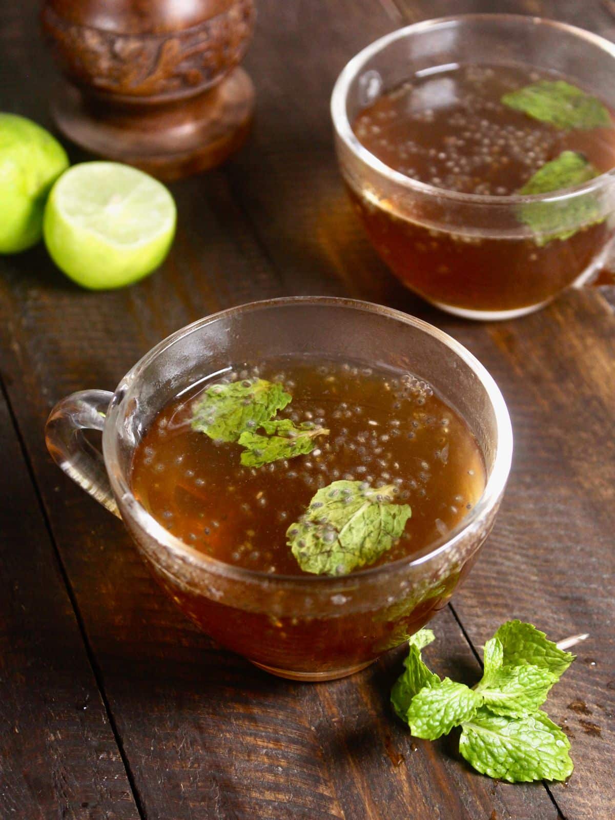 hot mint lemon ginger tea