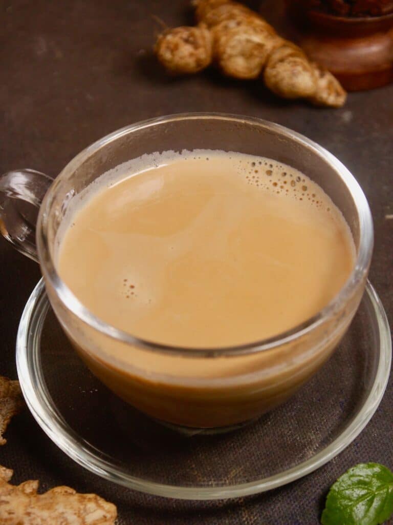 enjoy hot basil ginger tea 