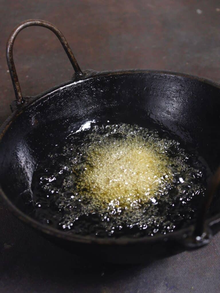 fry the disc into oil until its golden in color 