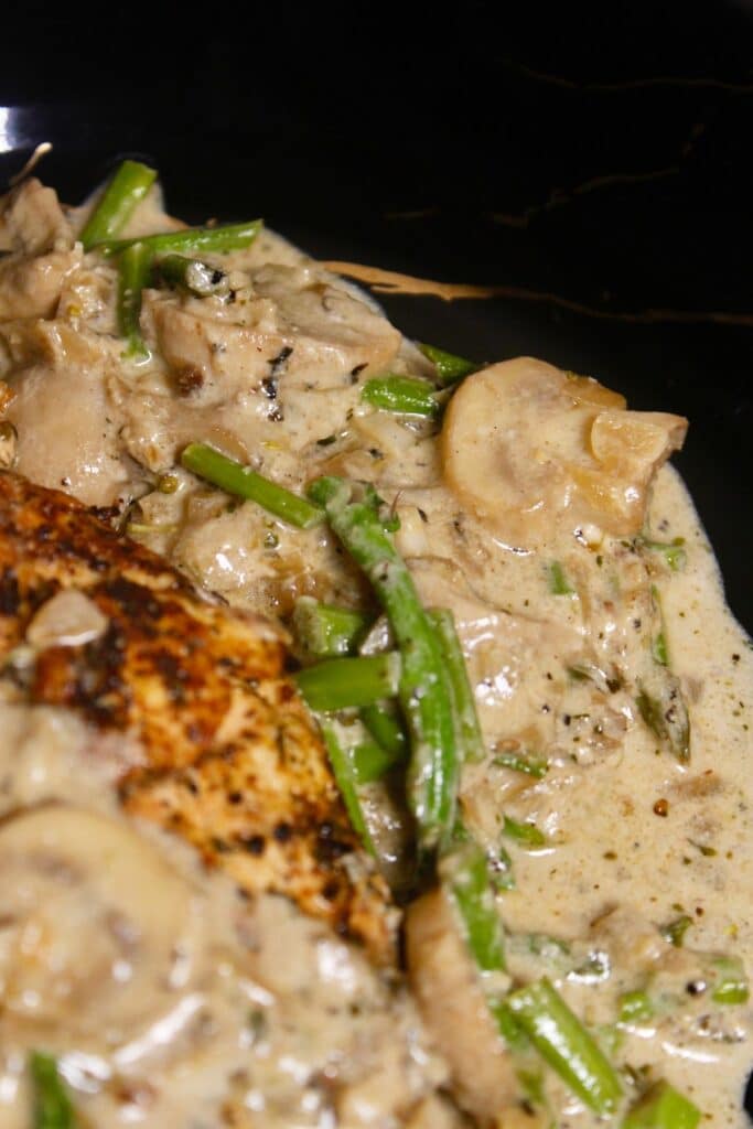 zoom in image of chicken breast with mushroom