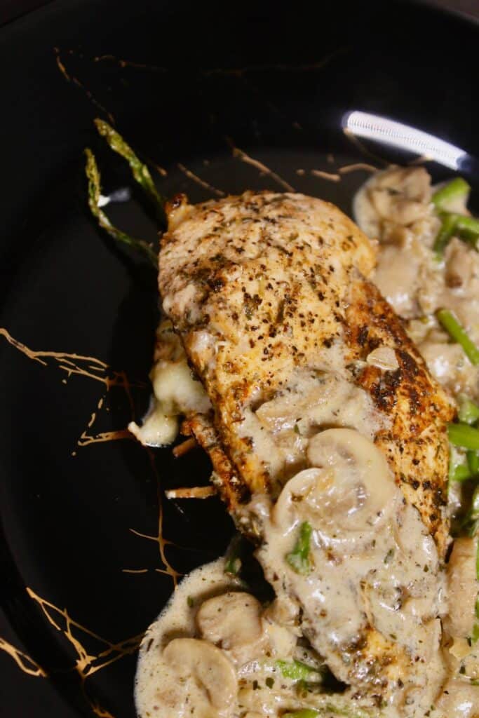 tasty chicken breast with mushroom