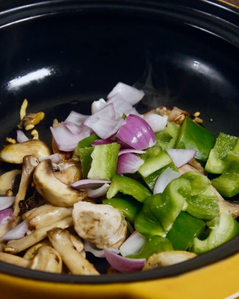 chopped vegetables are added