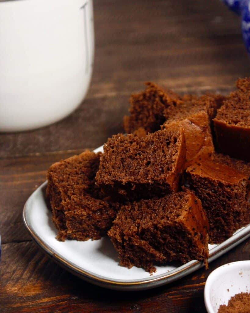enjoy fluffy chocolate cake with condensed milk