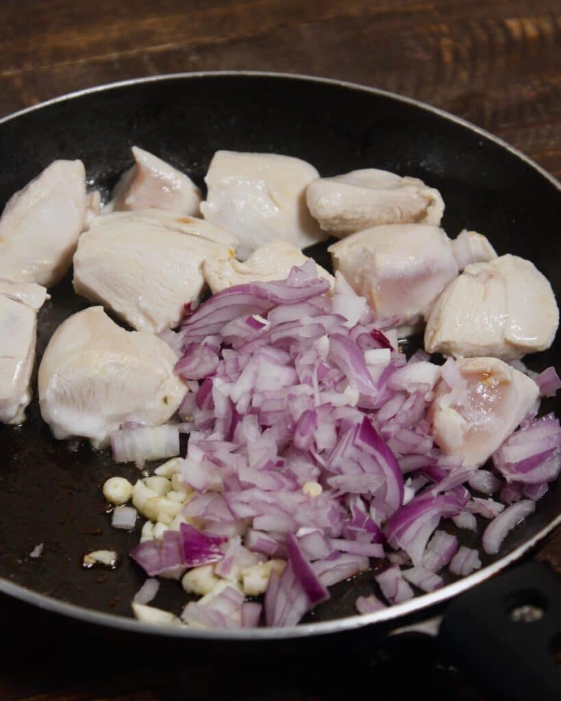 add chopped onions to the pan 