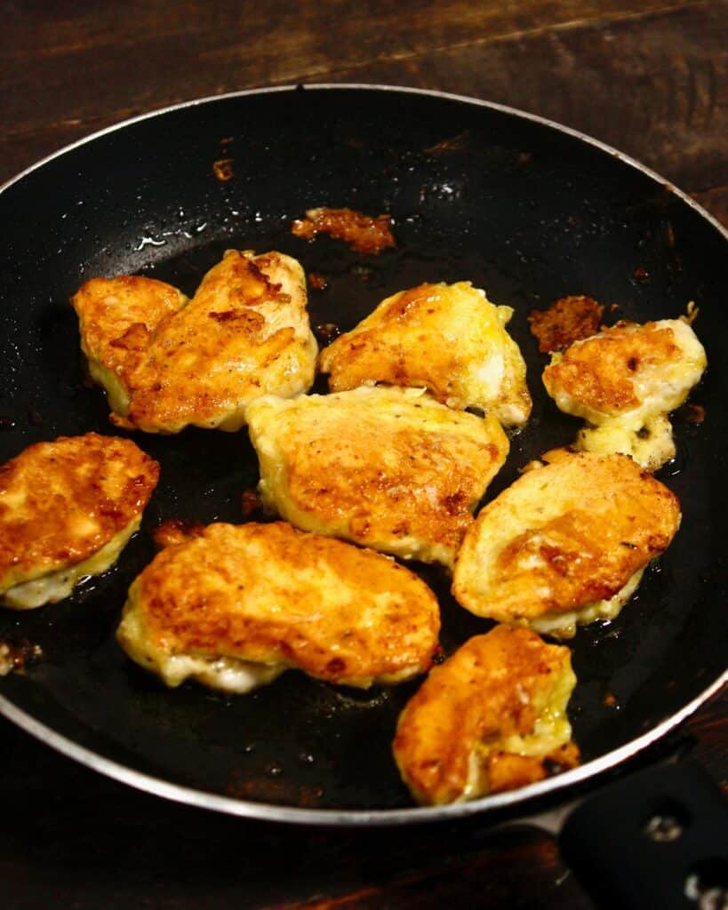 coat properly and fry the chicken pieces