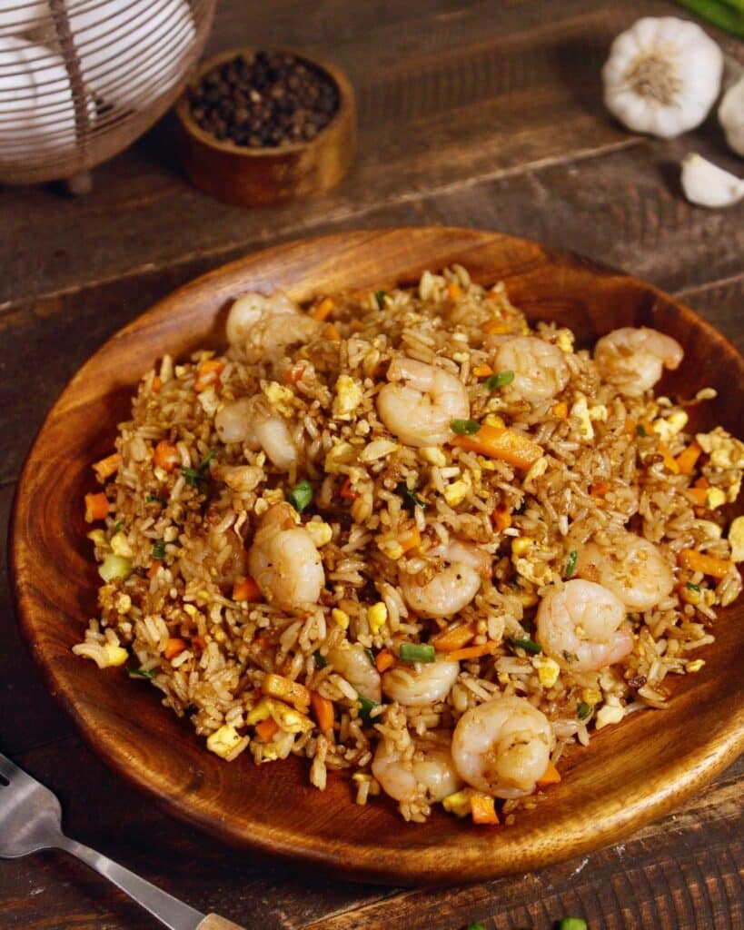 delicious prawn and egg fried rice