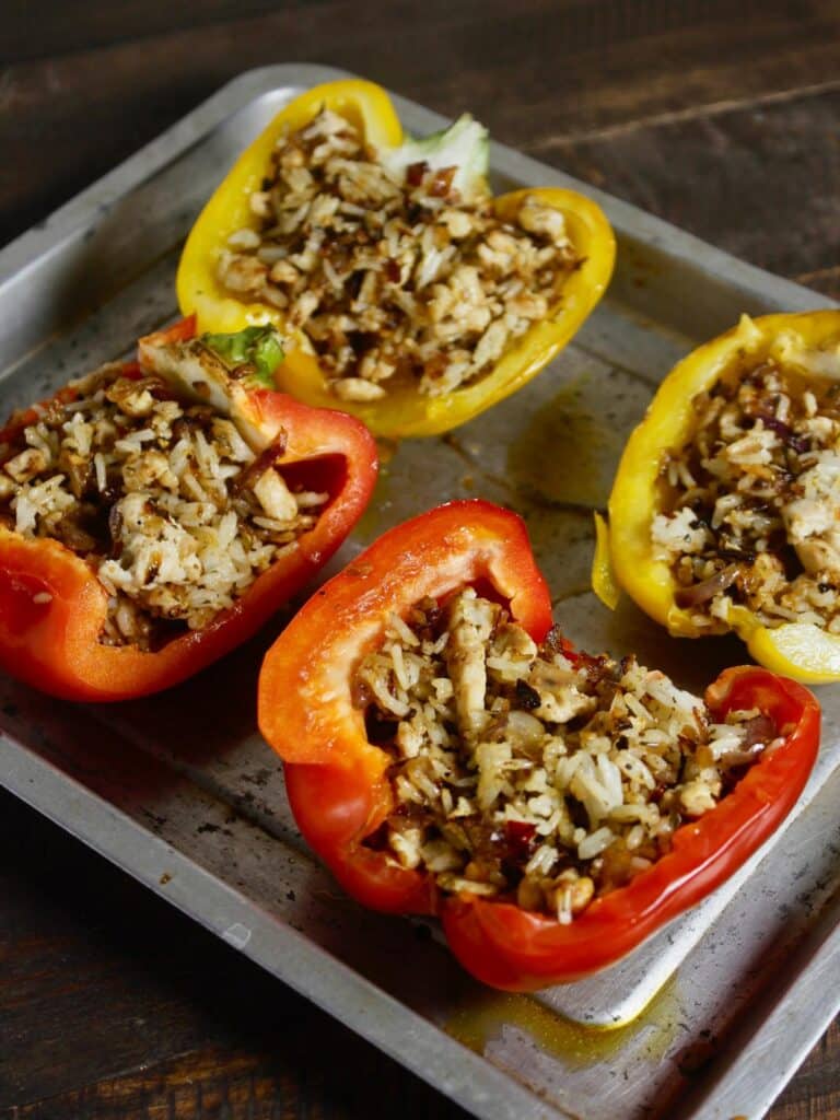 stuff it inside the bell peppers and bake it the air fryer 