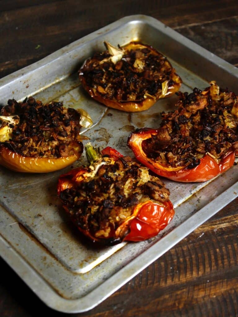 crunchy stuffed bell peppers ready to enjoy 