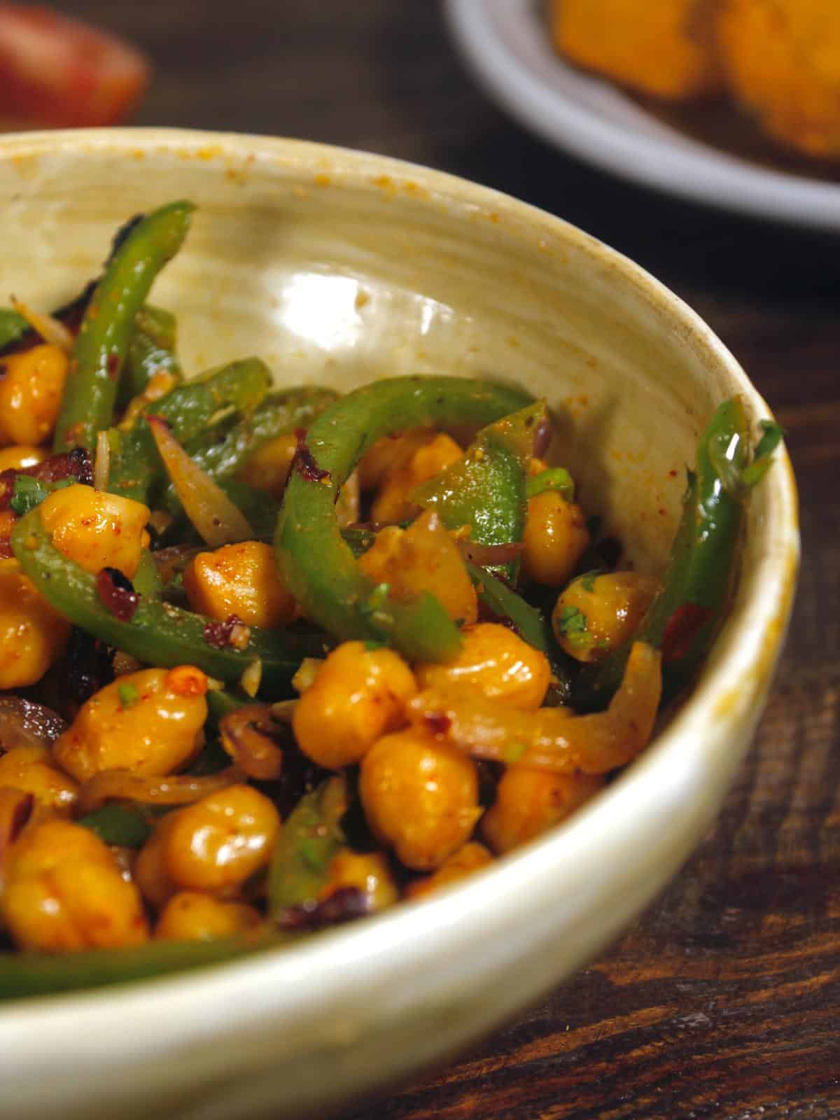 side view of turkish chickpea salad