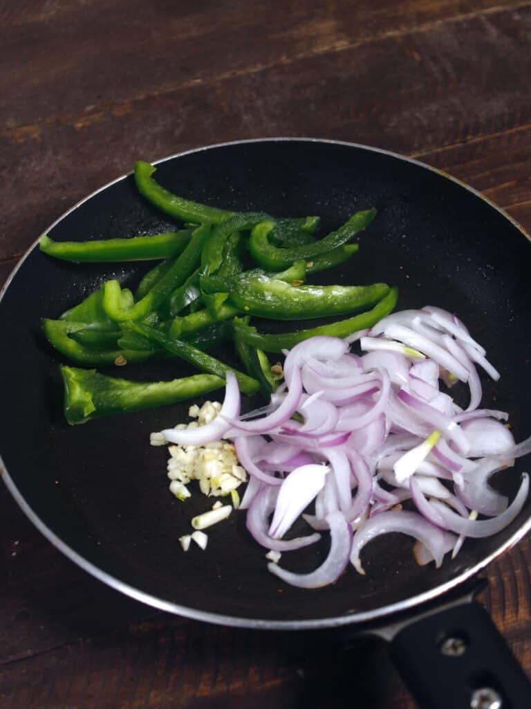 take sliced vegies with minced garlic and saute 