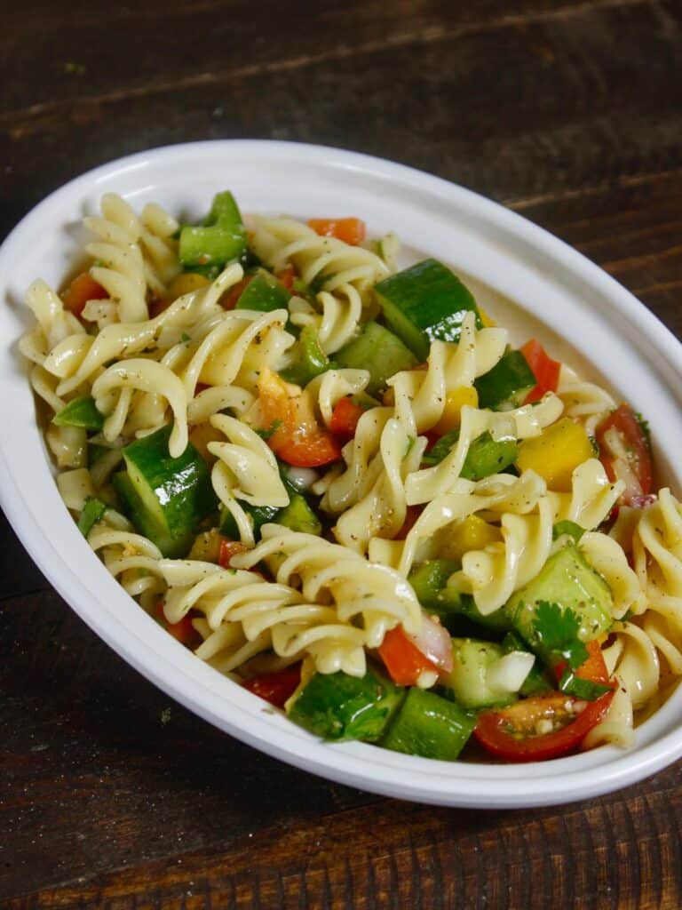 ready to enjoy vegetable pasta salad