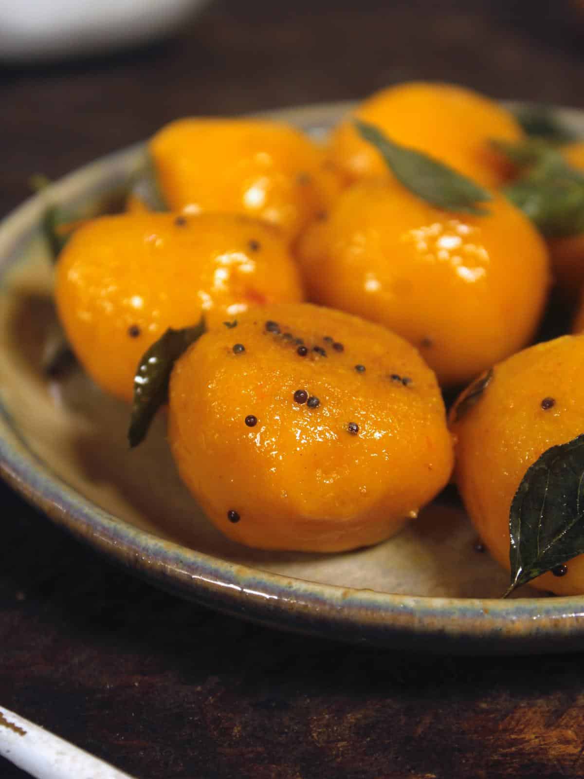 side view of carrot breakfast dumplings