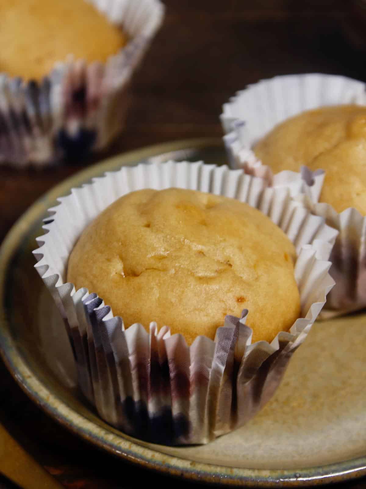 side view of milk and honey cupcakes