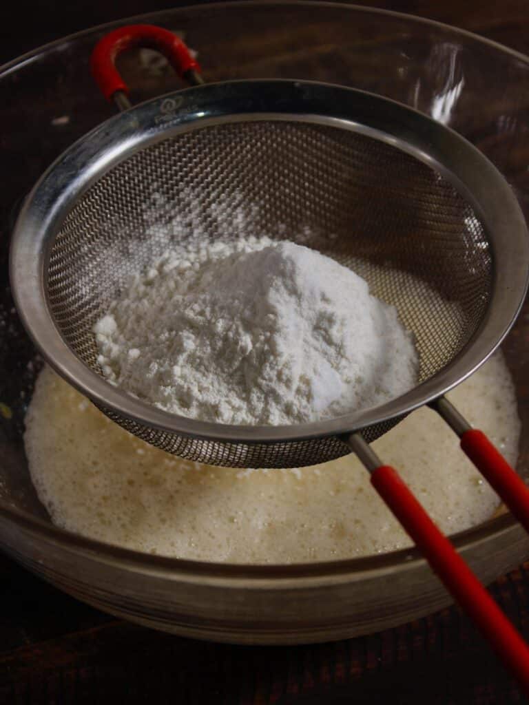 add flour to the egg mixture 