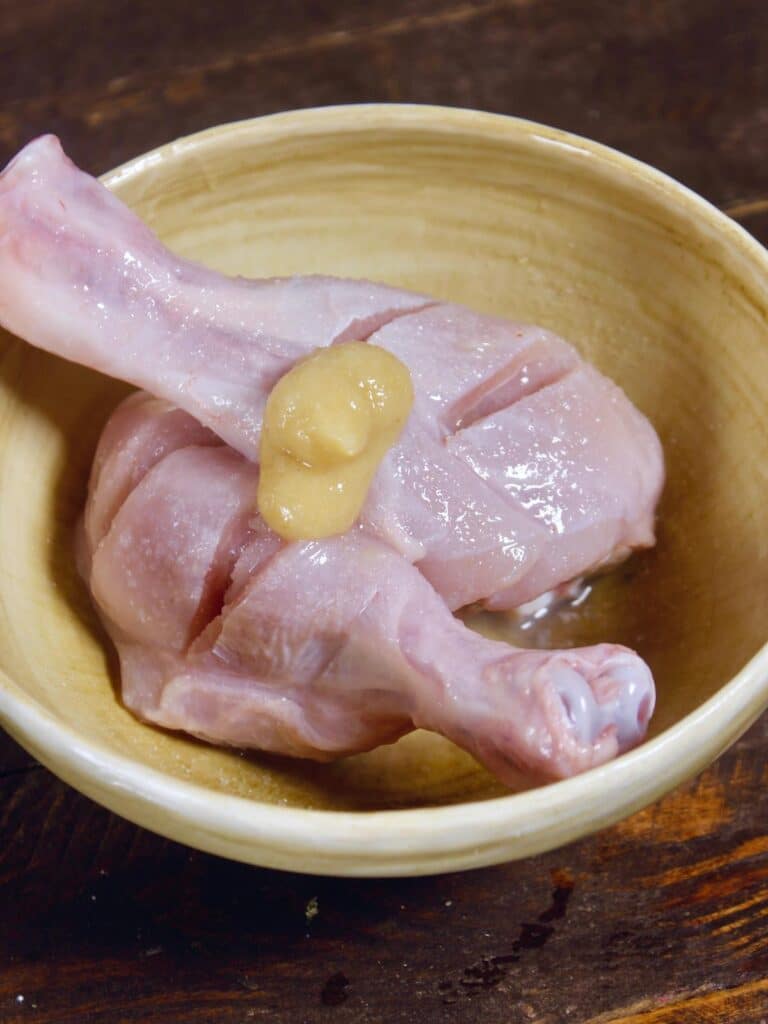 chicken leg piece with ginger garlic paste 